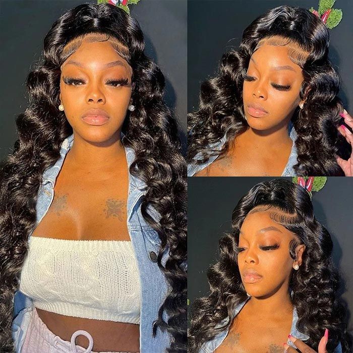18"=$141 | Arabella 360 Full Lace Glueless Loose Deep Wave Wig Invisi Drawstring Natural Black Pull & Go