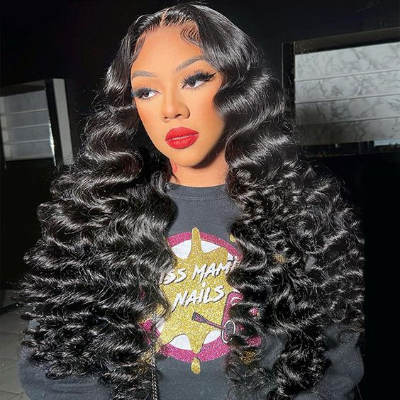 28" = $175 | Arabella 4x4 Lace Closure Loose Deep Wave Wig Realistic Hairline Natural Black 100% Human Hair Wig