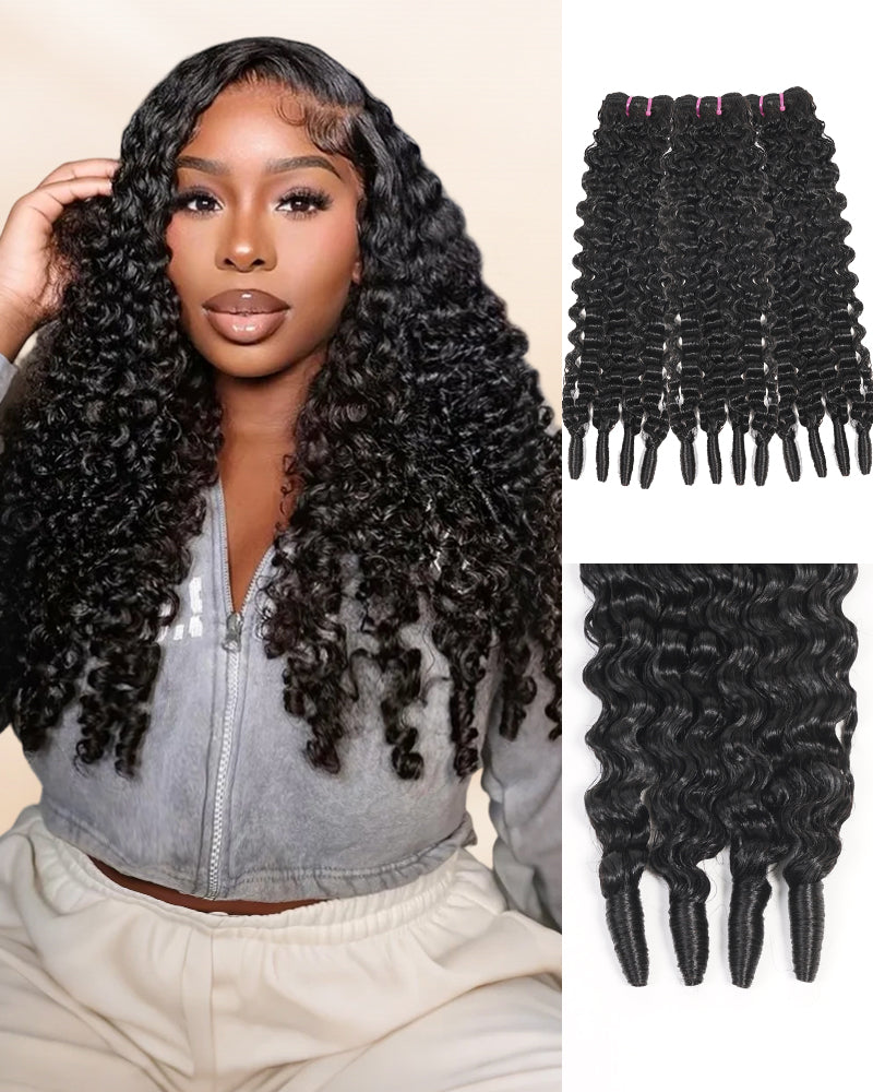 Arabella 12A Jerry Curly with Burmese Curly 3 Bundles Human Hair Weft Natural Color Unprocessed Virgin Hair Weave