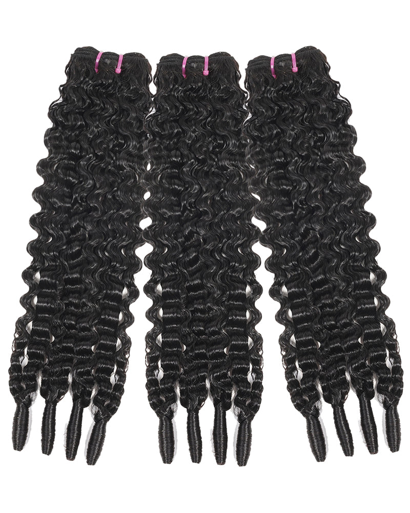 Arabella 12A Jerry Curly with Burmese Curly 3 Bundles Human Hair Weft Natural Color Unprocessed Virgin Hair Weave