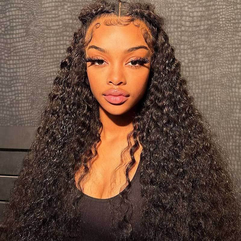 18"=$141 | Arabella 360 Full Lace Glueless Deep Wave Wig Invisi Drawstring Natural Black Pull & Go