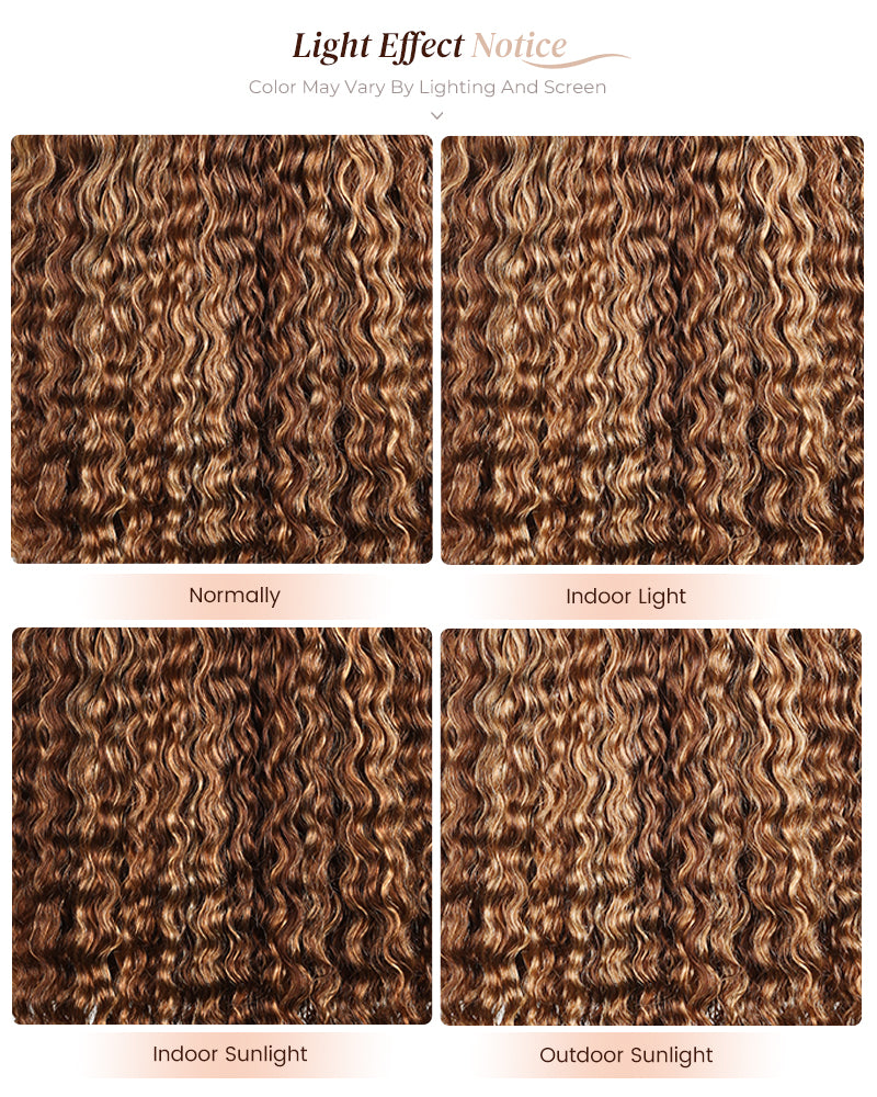 Arabella 13x4 Frontal Lace & 6x5 Invisible Knots Glueless Honey Blonde Highlights On Brown Wig Water Wave Wig Invisible Knots
