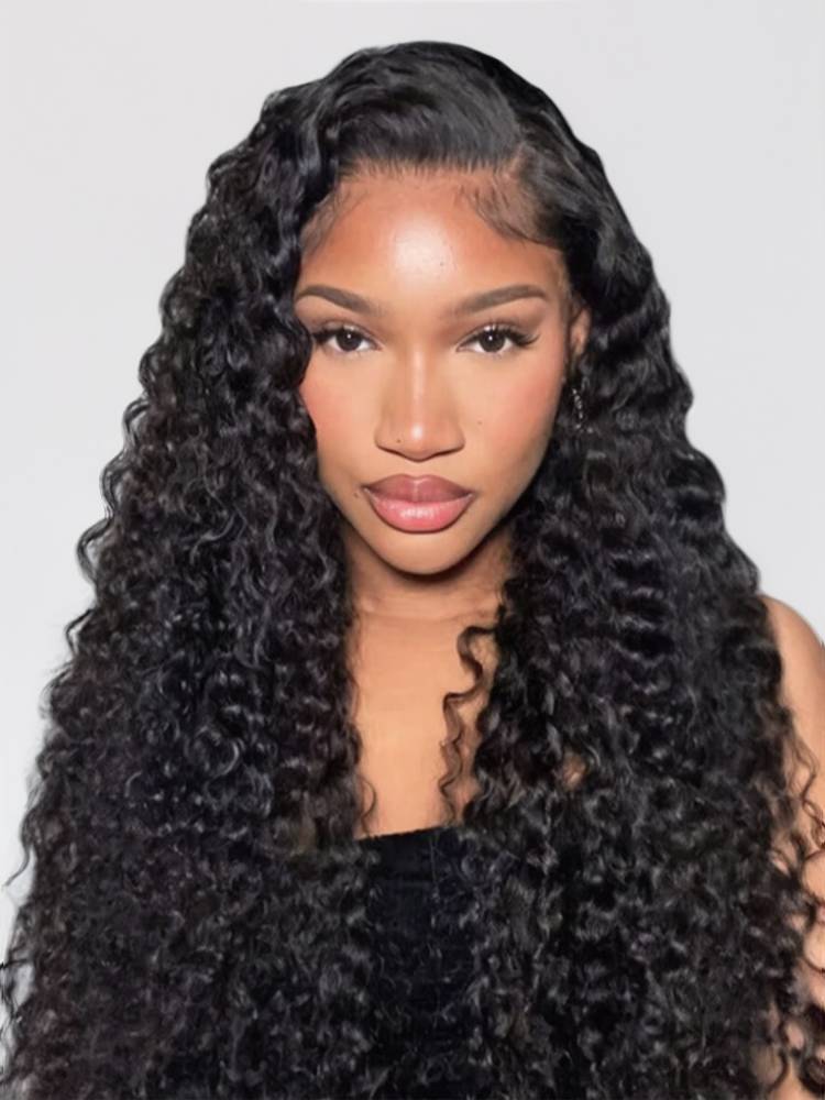Arabella 6x5 Invisible Knots Glueless Lace Deep Wave Wig Pre-cut Lace Natural Black Beginner Friendly