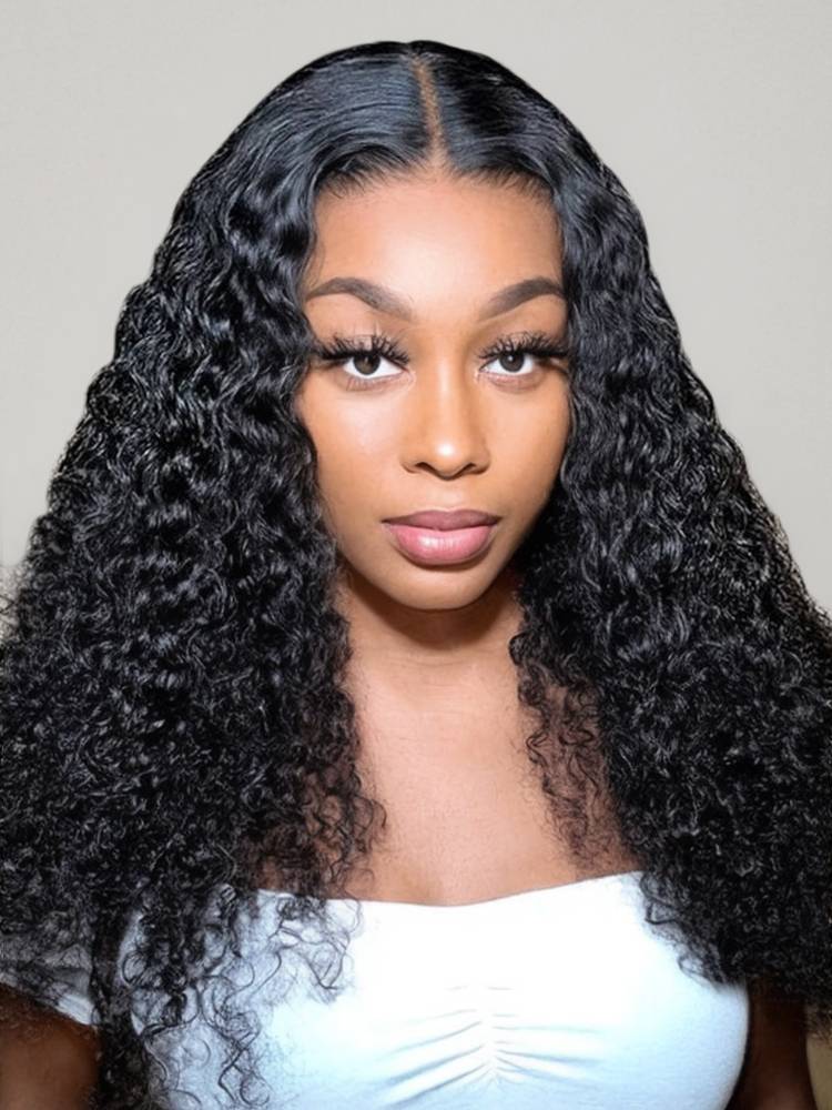22" = $144 | Arabella 13x4 Frontal Lace Jerry Curly Wig Invisible Knots Natural Black Realistic Hairline