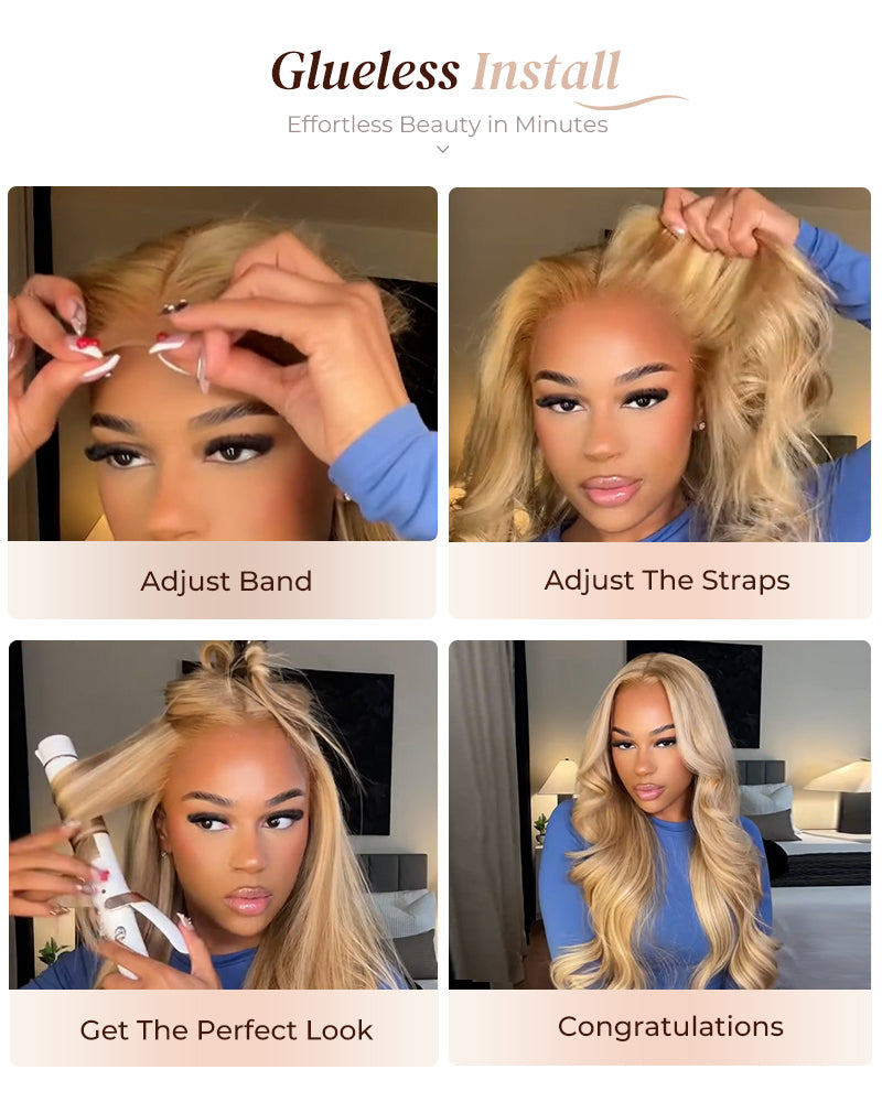 Arabella 13x4 Frontal Lace & 6x5 Invisible Knots Glueless 613 Blonde Body Wave Wig Invisible Knots Realistic Hairline