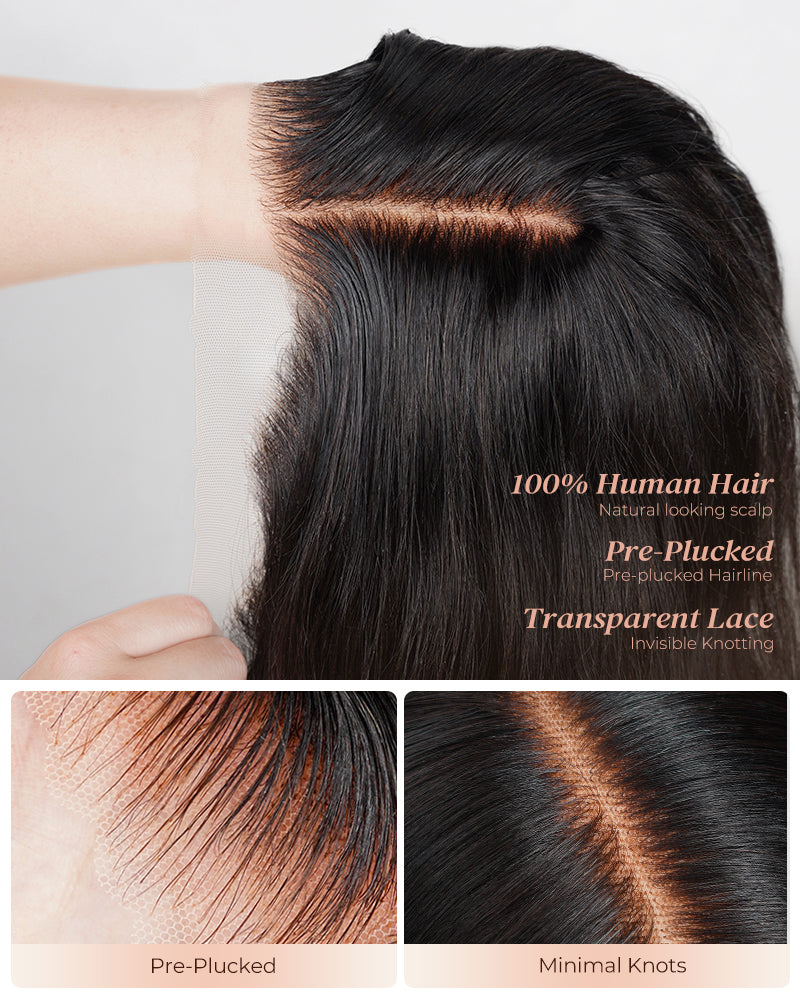 Arabella 13x4 Frontal Lace Straight Bob Wig Invisible Knots Natural Black Realistic Hairline