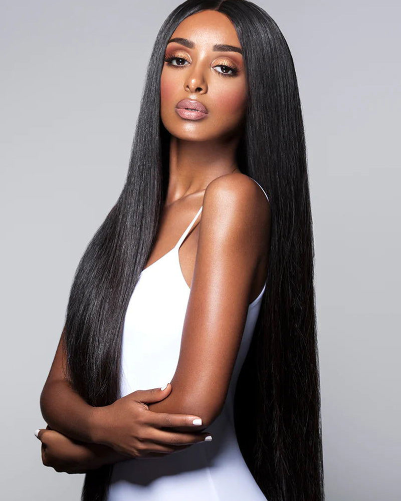 Arabella Luxury 6x5 invisible knots Glueless 36 Inches Long Length Silky Straight Wig Pre-cut Lace Natural Black Beginner Friendly