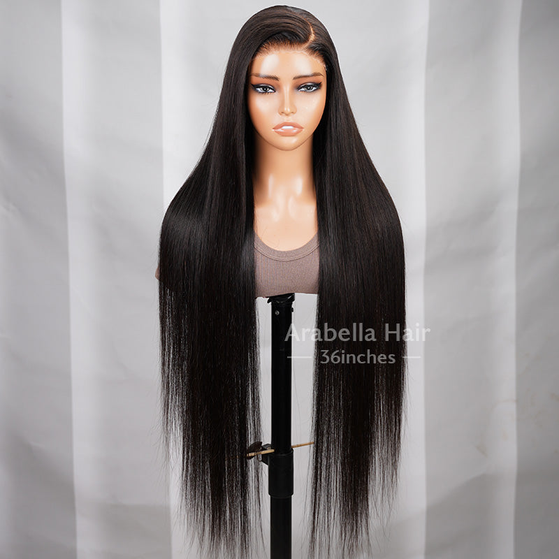 Arabella Luxury 6x5 invisible knots Glueless 36 Inches Long Length Silky Straight Wig Pre-cut Lace Natural Black Beginner Friendly
