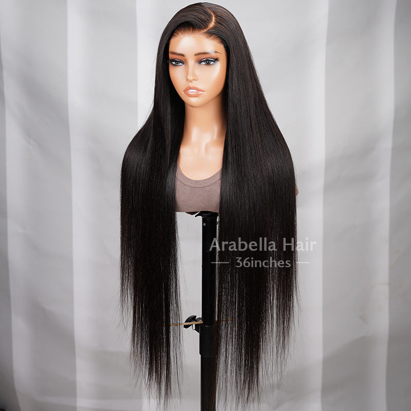 Arabella Luxury 6x5 invisible knots Glueless 36 Inches Long Length Silky Straight Wig Pre-cut Lace Natural Black Beginner Friendly