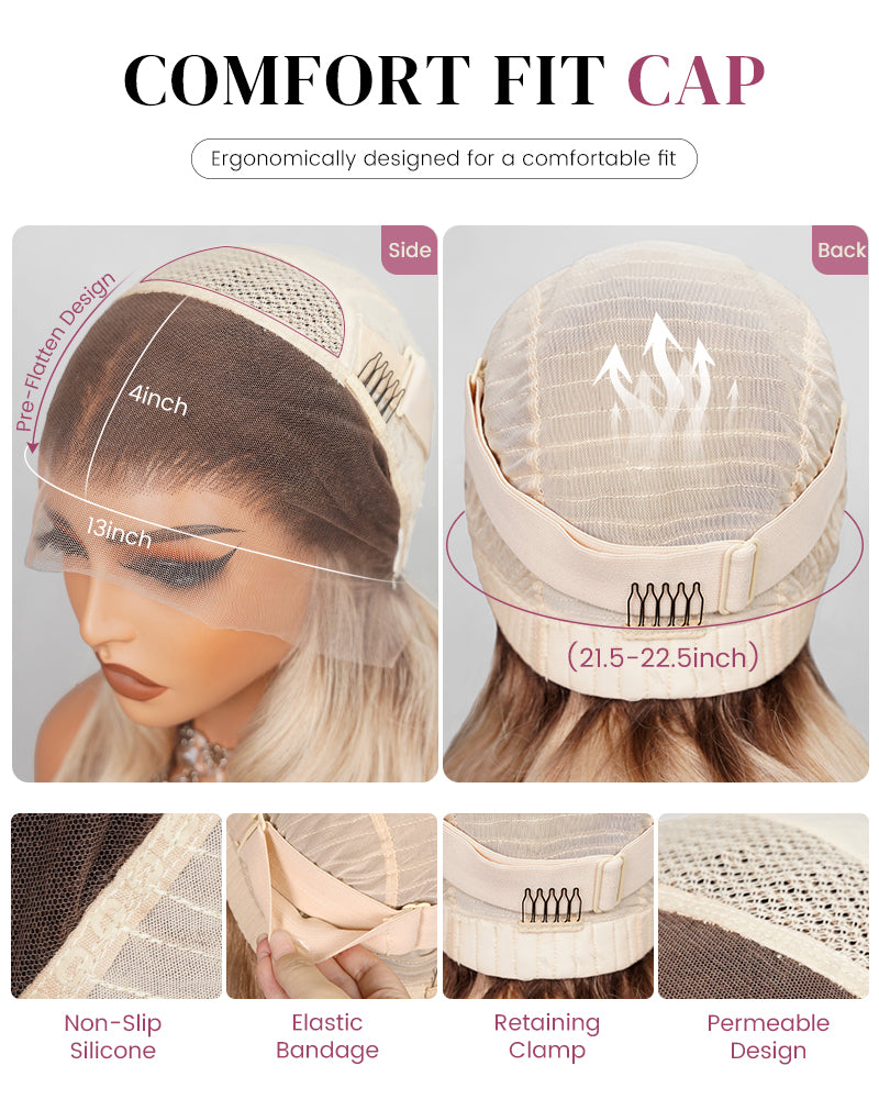 【Bogo Sale】Limited Design Ash Blonde Ombre Colored Easy-Wear Glueless 6x5 Pre-Cut Lace Human Hair Wigs