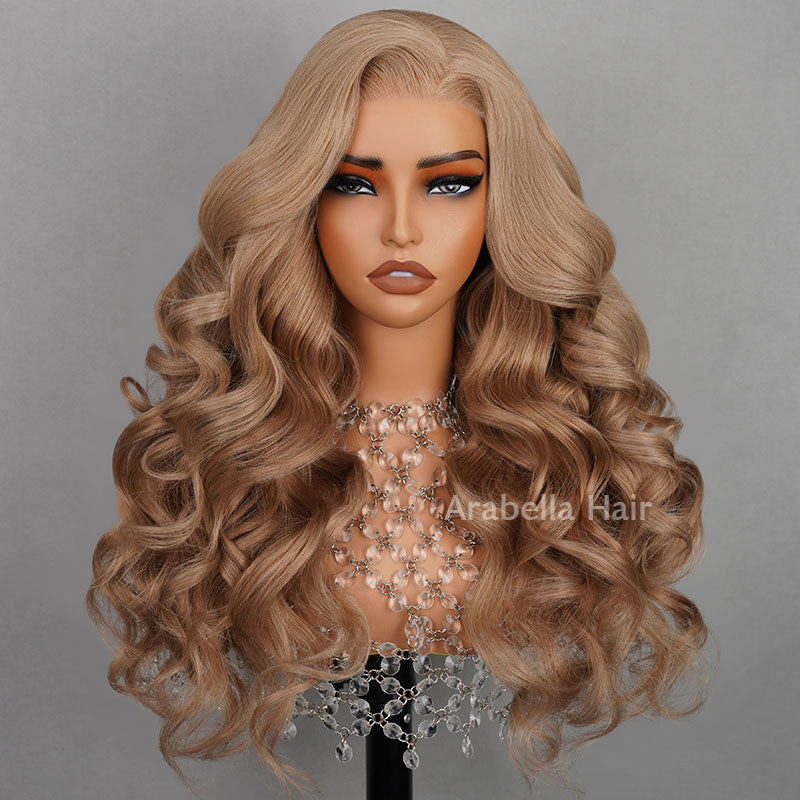 【30" Super Sale】Ash Honey Blonde Color Minimalist Blonde Series Glueless 13x4 Lace Front Wavy/Straight Human Hair Wig