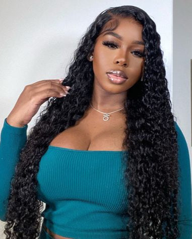 Arabella 6x5/13x4 Lace Glueless Water Wave Wig Pre-cut Lace Natural Black Beginner Friendly