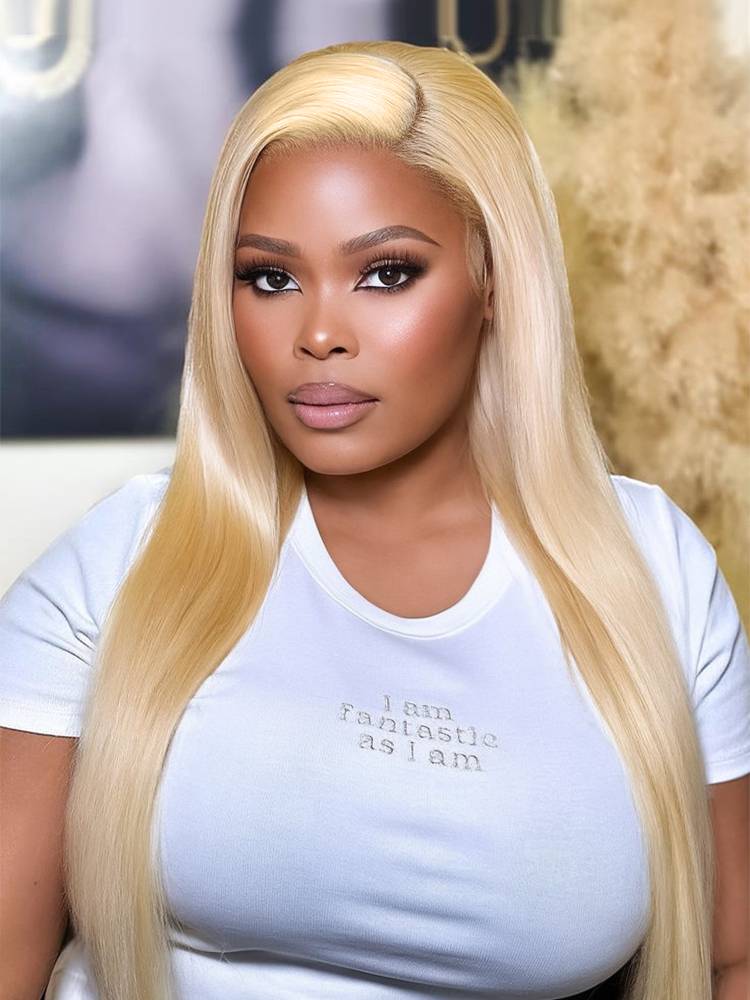 Arabella 【30" Super Sale】 6x5 invisible knots & 13x4 Frontal Lace 613 Blonde Straight Wig Invisible Knots