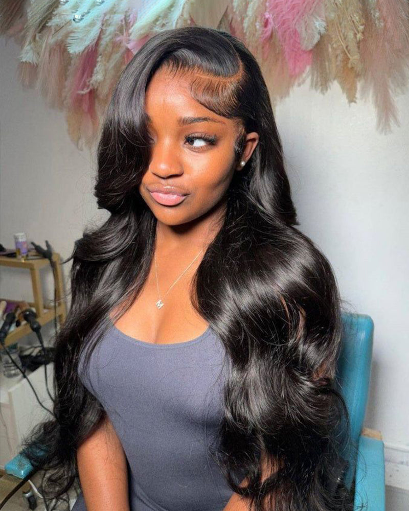 Arabella 【30" Super Sale】 13x4 Pre-All Glueless Natural Black Silky Straight/Body Wave Wig Invisible Knots Realistic Hairline