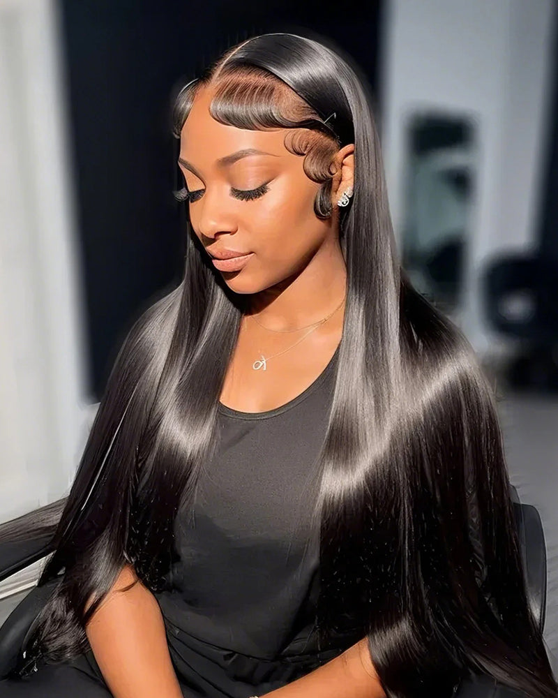 Arabella 【30" Super Sale】 13x4 Pre-All Glueless Natural Black Silky Straight/Body Wave Wig Invisible Knots Realistic Hairline