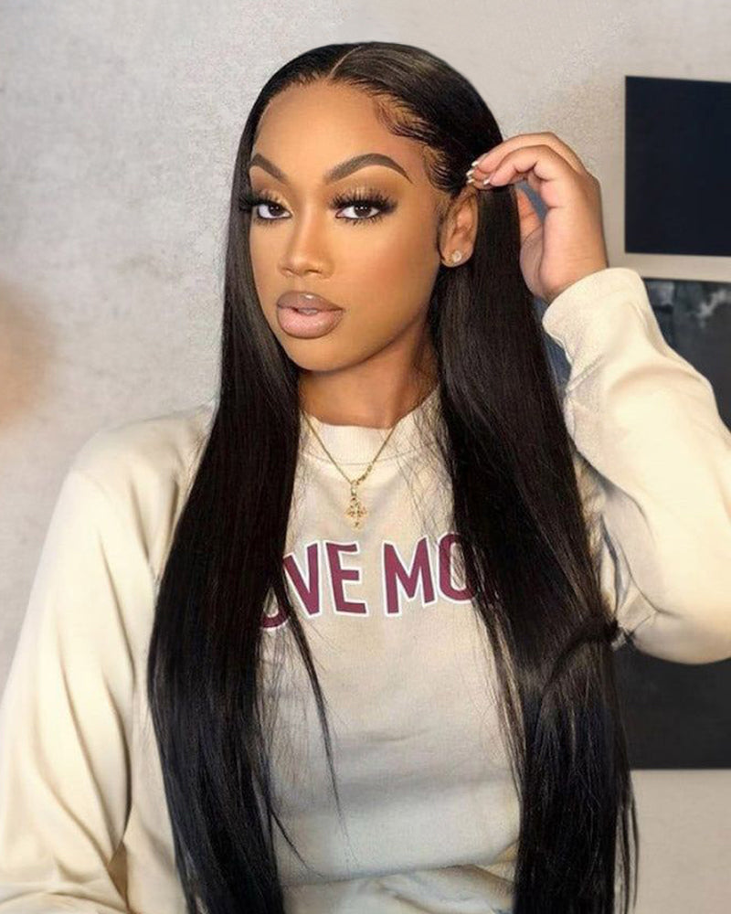 Arabella 【30" Super Sale】 13x4 Pre-All Glueless Natural Black Silky Straight/Body Wave Wig Invisible Knots Realistic Hairline
