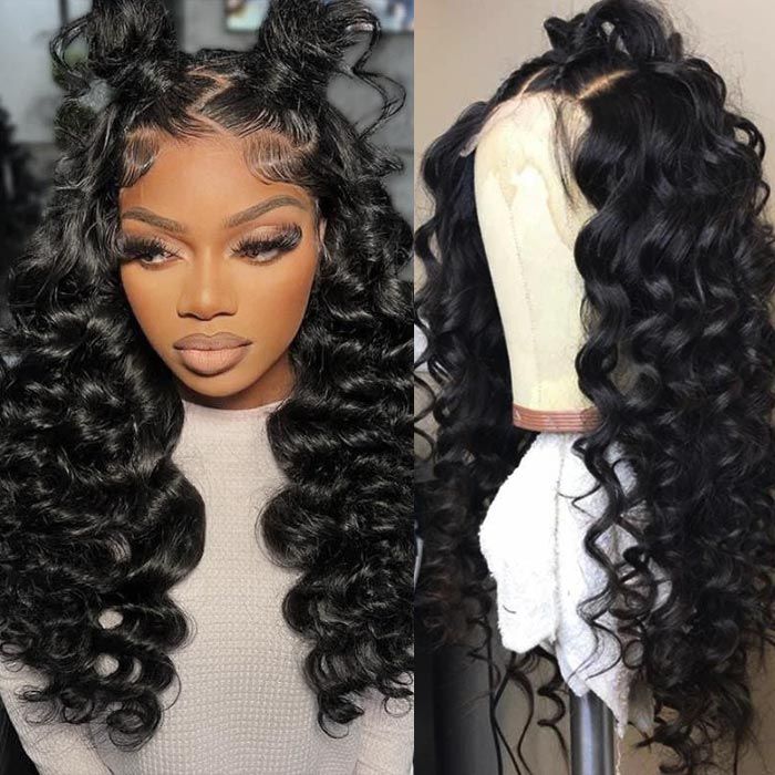 18"=$141 | Arabella 360 Full Lace Glueless Loose Deep Wave Wig Invisi Drawstring Natural Black Pull & Go
