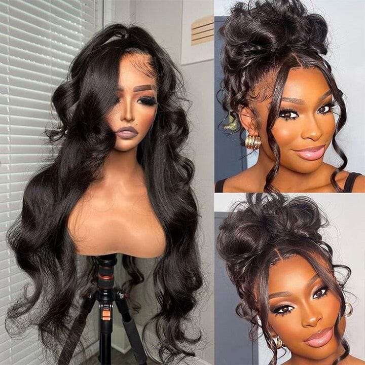 360 Full Lace Frontal Body Wave Wig - Free Part Human Hair Wig with Baby Hair Natural Black Wigs Arabella Hair