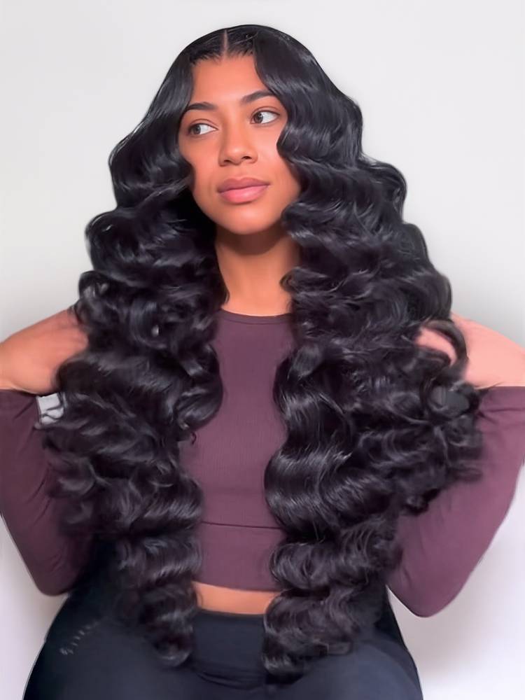18"=$141 | Arabella 360 Full Lace Glueless Loose Deep Wave Wig Invisi Drawstring Natural Black Pull & Go