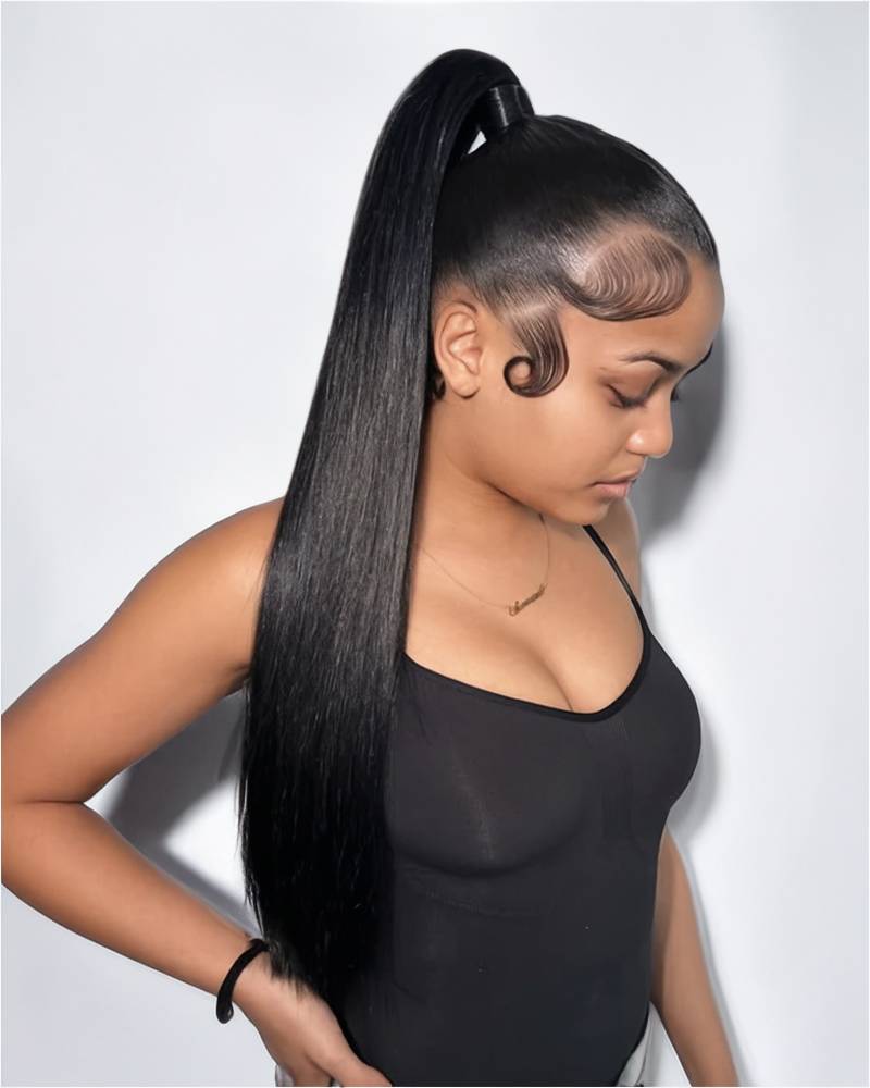 Arabella 360 Full Lace Glueless Silky Straight Wig Invisi Drawstring Natural Black Pull & Go