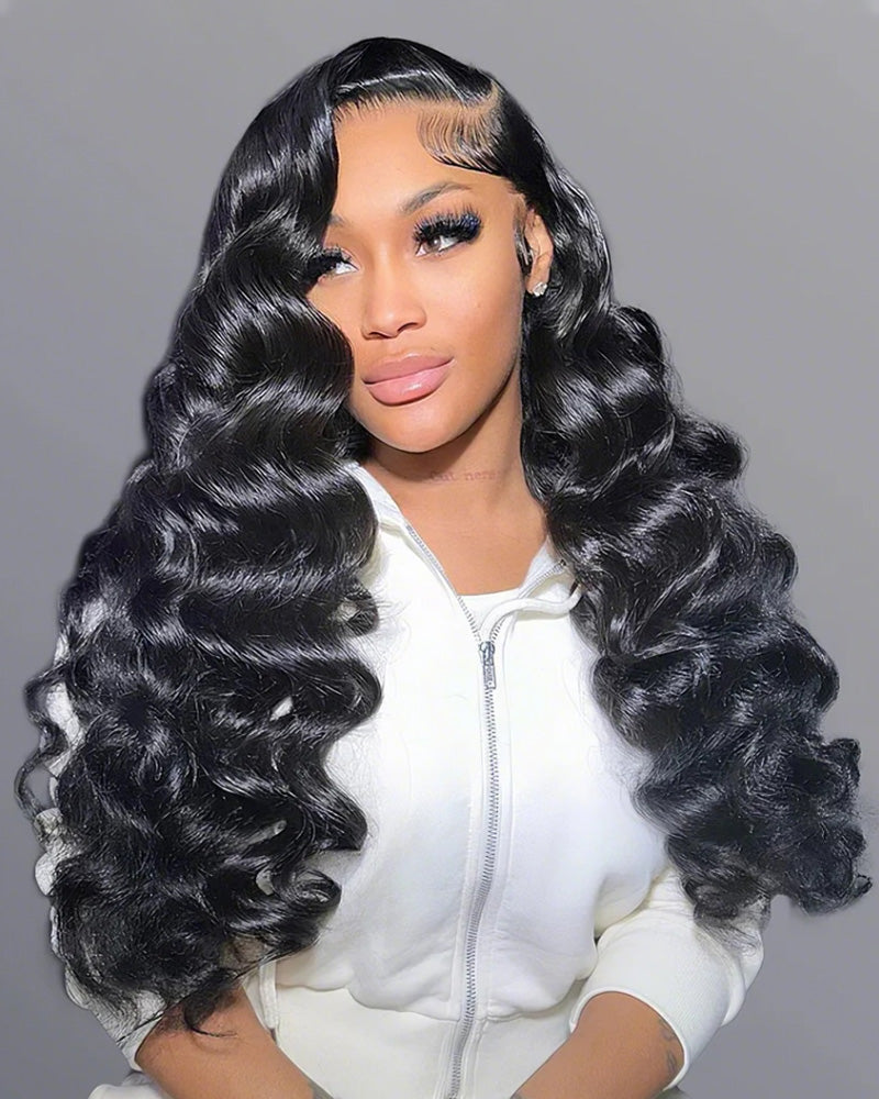 Arabella 360 Full Lace Glueless Loose Deep Wave Wig Invisi Drawstring Natural Black Pull & Go