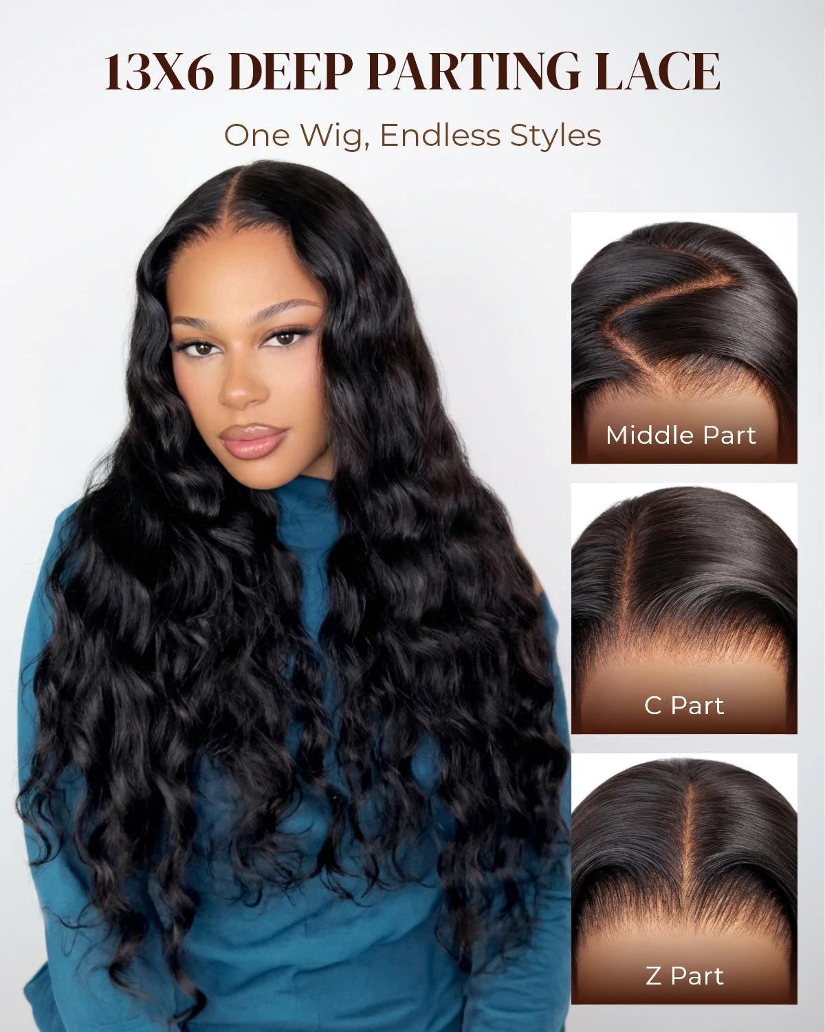 Arabella Zerowear™ 13x6 HD Lace Glueless Wig Bohemian Curl With Drawstring Natural Black 100% Human Hair Wig