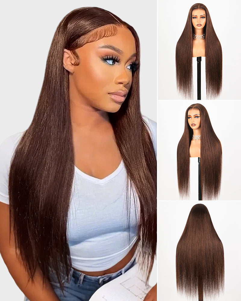 Arabella 6x5 Invisible Knots Glueless Chocolate Brown Straight Wig Pre-cut Lace Beginner Friendly