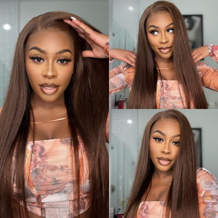 Arabella 6x5/13x4 Lace Glueless Chocolate Brown Straight Wig Pre-cut Lace Beginner Friendly