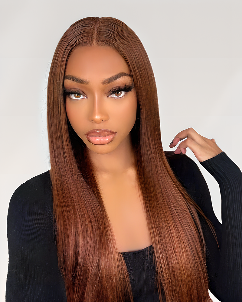 Arabella 6x5 Invisible Knots Glueless Chocolate Brown Straight Wig Pre-cut Lace Beginner Friendly