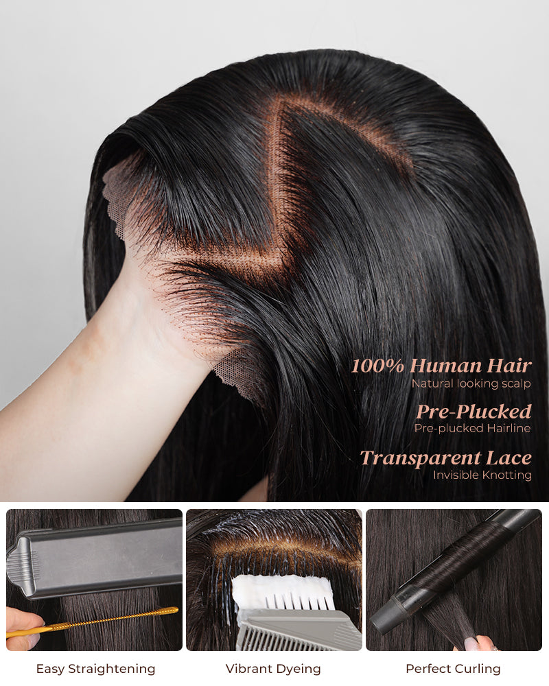 Arabella 6x5 invisible knots Glueless Chocolate Brown Straight Bob Wig Pre-cut Lace Beginner Friendly