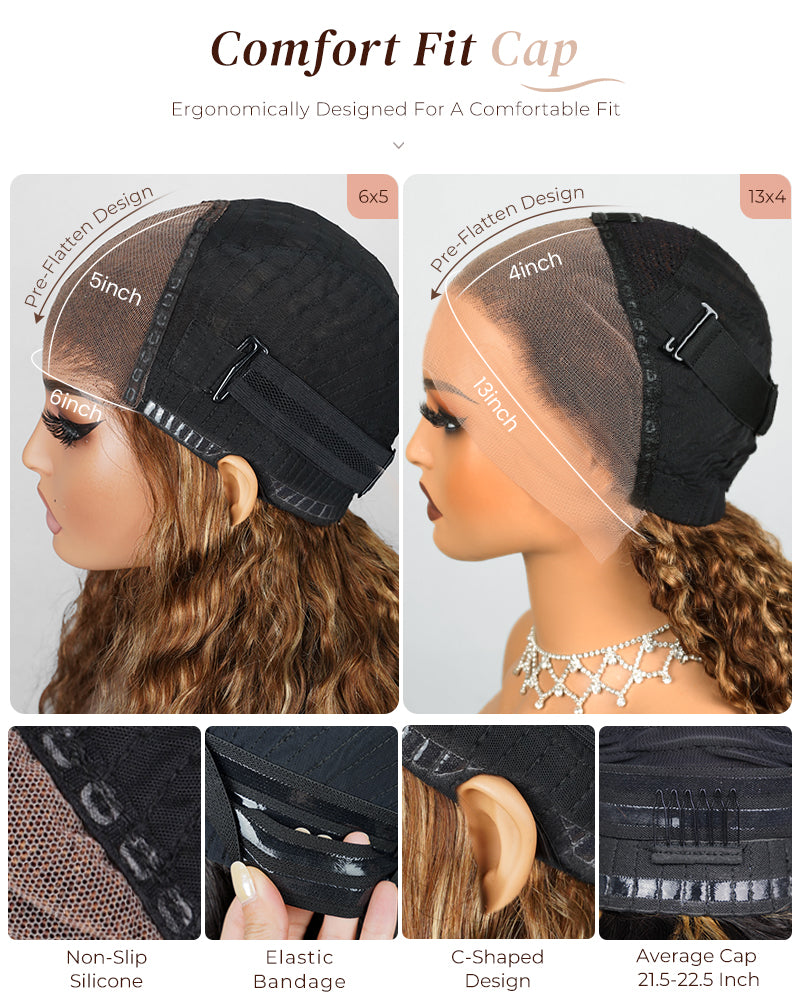 【$299 = 2 WIGS】Arabella 6x5 invisible knots Glueless Honey Blonde Highlights On Brown Wig Body Wave Wig Realistic Hairline