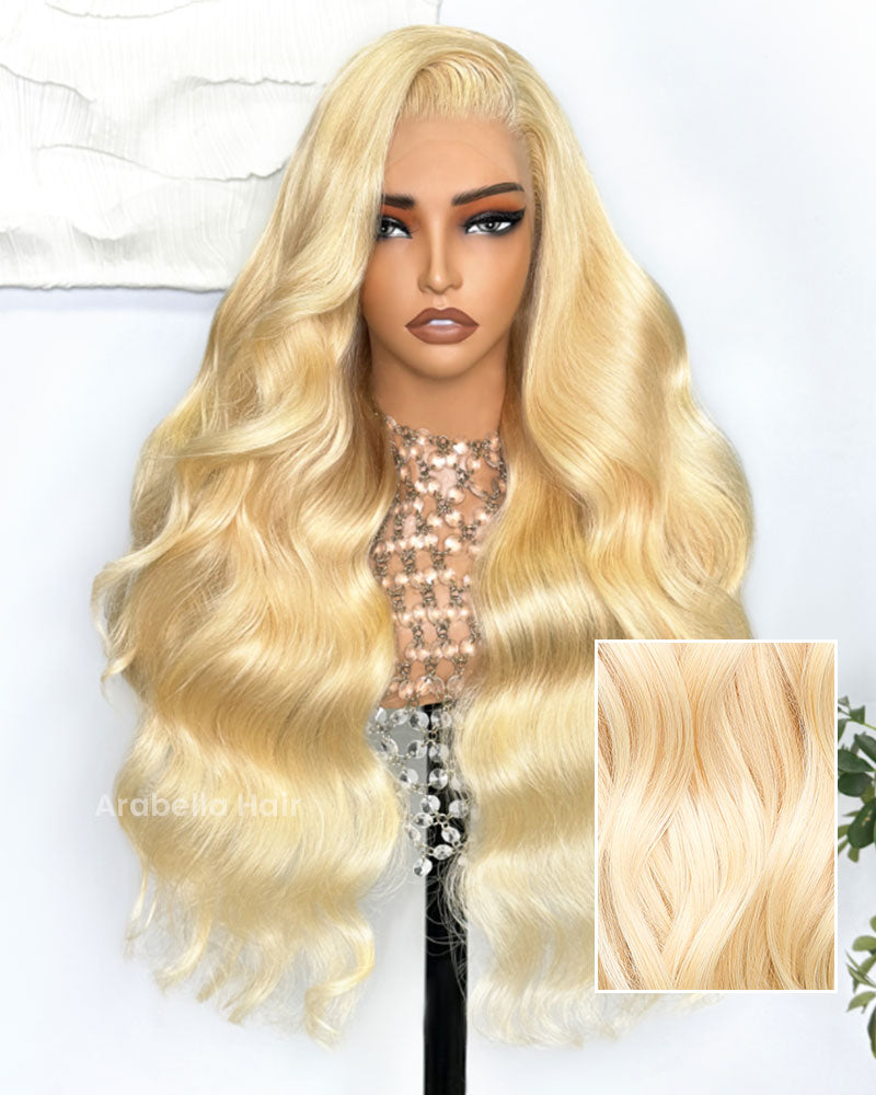 Arabella 13x4 Frontal Lace & 6x5 Invisible Knots Glueless 613 Blonde Body Wave Wig Invisible Knots Realistic Hairline