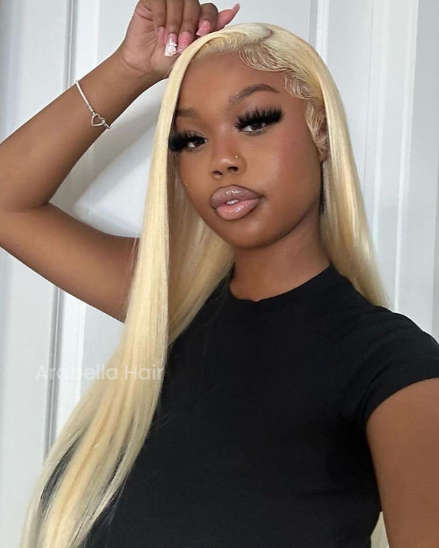 Arabella 6x5 invisible knots Glueless 613 Blonde Silky Straight Wig Pre-cut Lace Beginner Friendly
