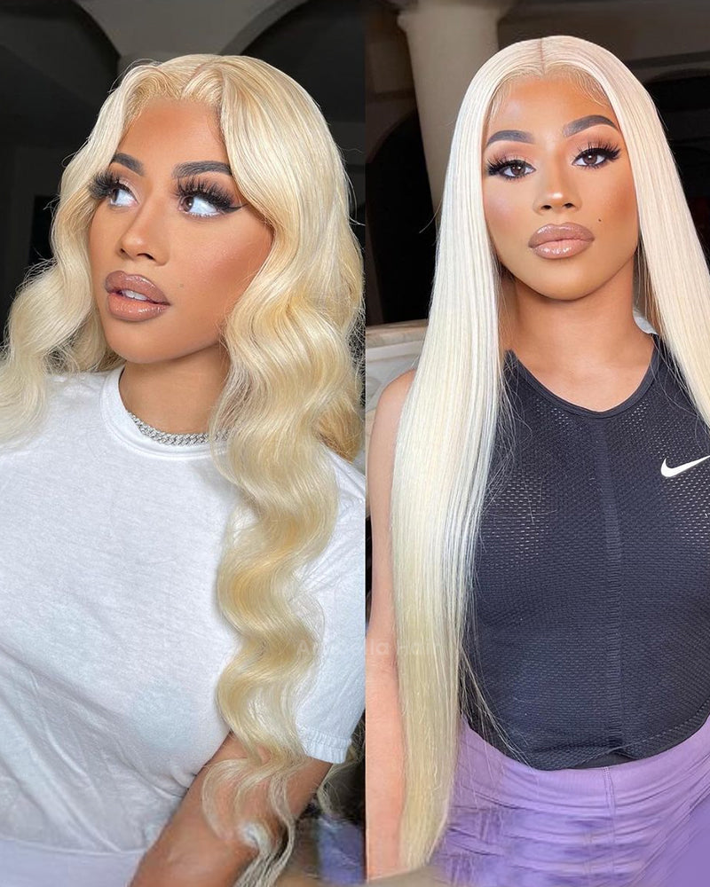 Arabella 13x4 Frontal Lace & 6x5 Invisible Knots Glueless 613 Blonde Body Wave Wig Invisible Knots Realistic Hairline