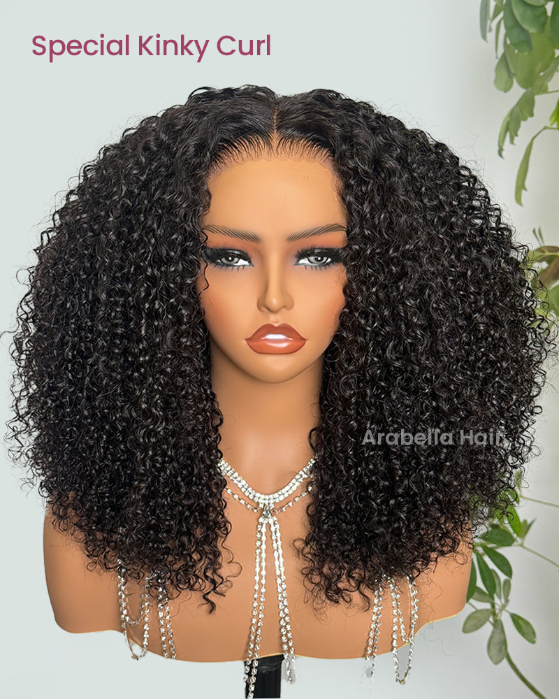 【Bogo Sale】Limited Design Special Jerry Curl Long Bob Natural Black 6x5 Lace Double Drawn Human Hair Wigs