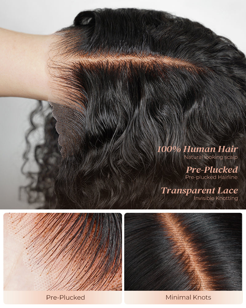 Arabella 13x4 Frontal Lace Jerry Curly Wig Invisible Knots Natural Black Realistic Hairline