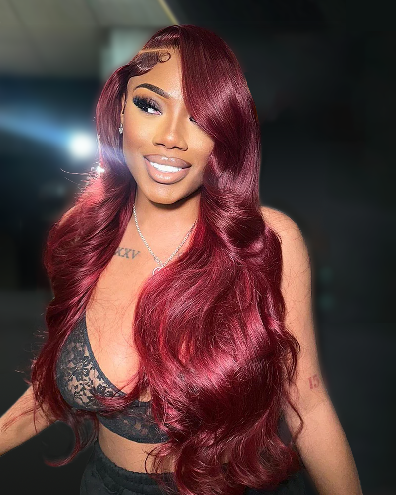 Arabella 6x5/13x4 Lace Glueless Burgundy 99J Straight Wig Pre-cut Lace Beginner Friendly