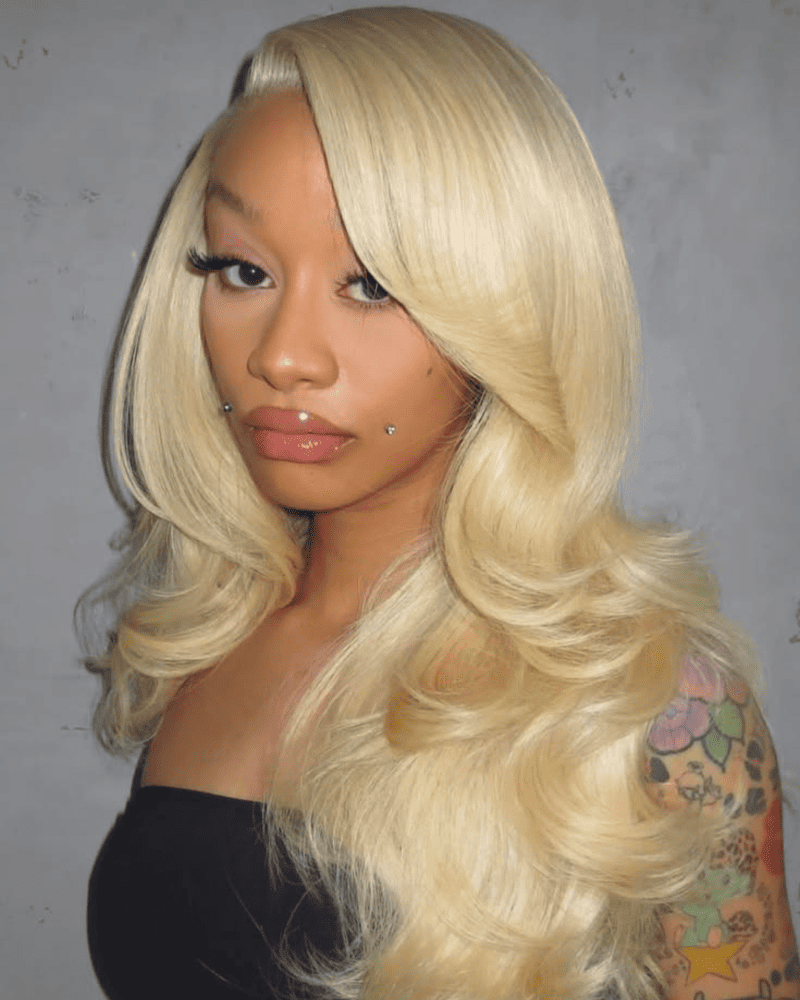 Arabella 13x4 Frontal Lace & 6x5 Invisible Knots Glueless 613 Blonde Body Wave Wig Invisible Knots Realistic Hairline