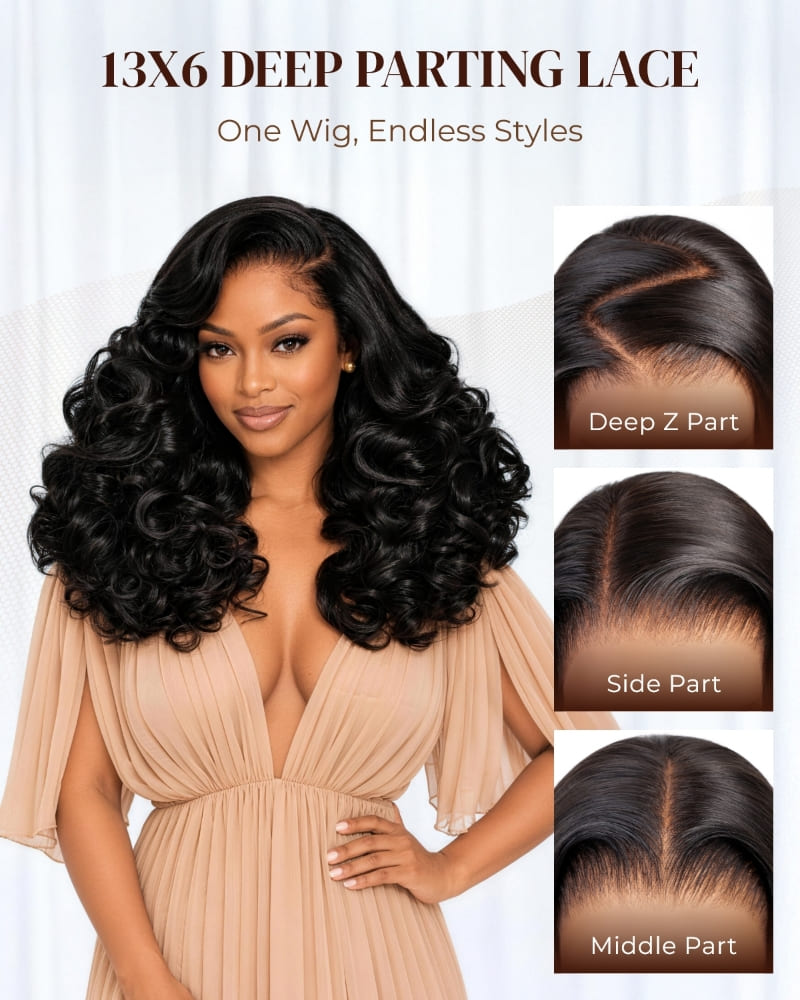 Arabella Zerowear™ Invisible HD Lace Glueless Wig 13x6 Lace Natural Black Bouncy Curl Wig 100% Human Hair