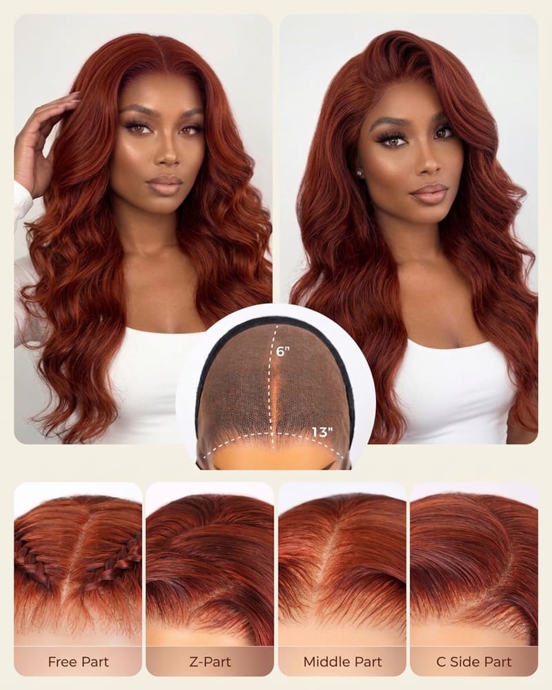 red human hair wigs free part styles, middle part