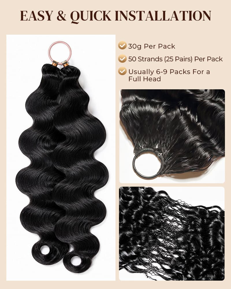 Arabella Body Wave Feather Crochet Hair Natural Black Hair Extensions Pre-Separated Lightweight Miracle Knots