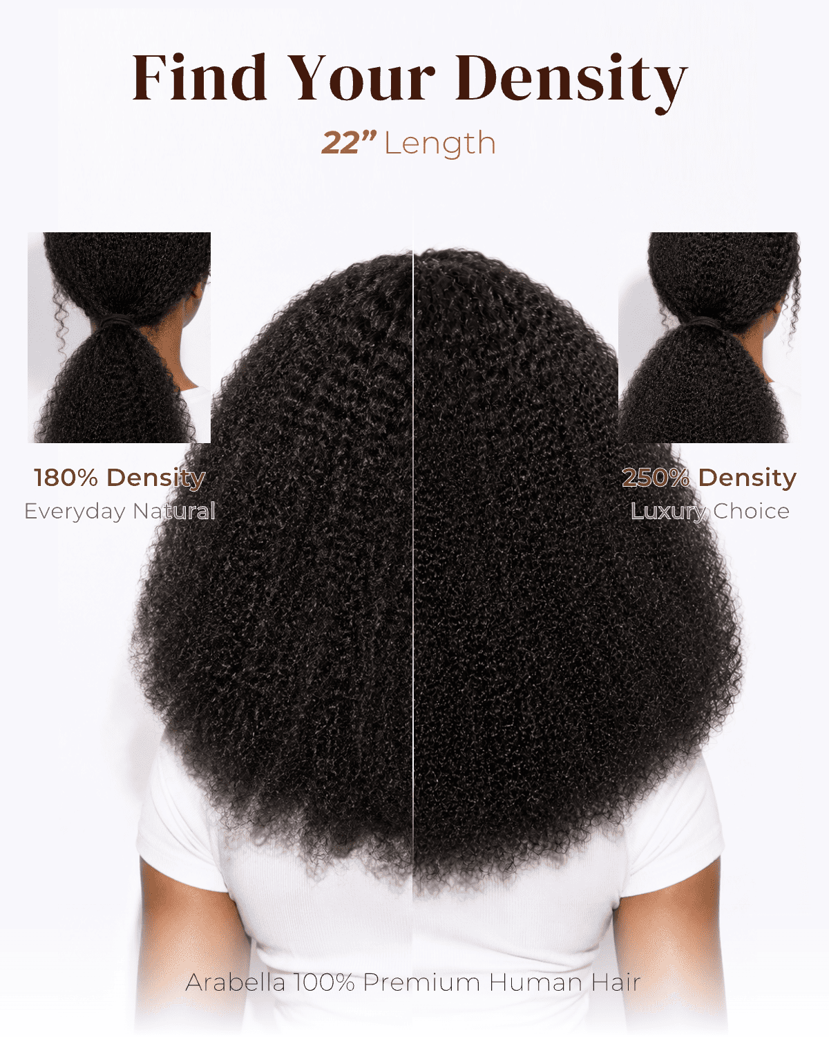 Arabella Zerowear™ 13x6 Invisible HD Lace Glueless Wig Afro Curly With Drawstring Natural Black 100% Human Hair Wig