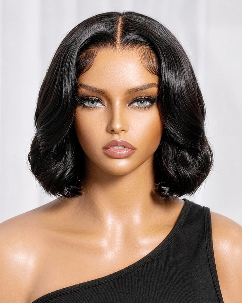 【BOGO】Arabella T-Part Lace Body Wave Bob Wig Natural Black Clip Easy Wear & Go