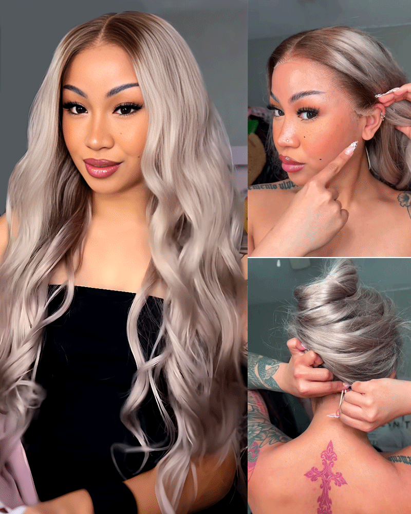 Ash Blonde Ombre Loose Body Wave Wig
