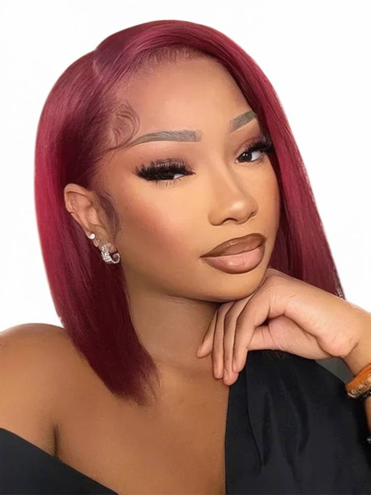 Arabella 6x5/13x4 Lace Glueless Burgundy 99J Straight Wig Pre-cut Lace Beginner Friendly
