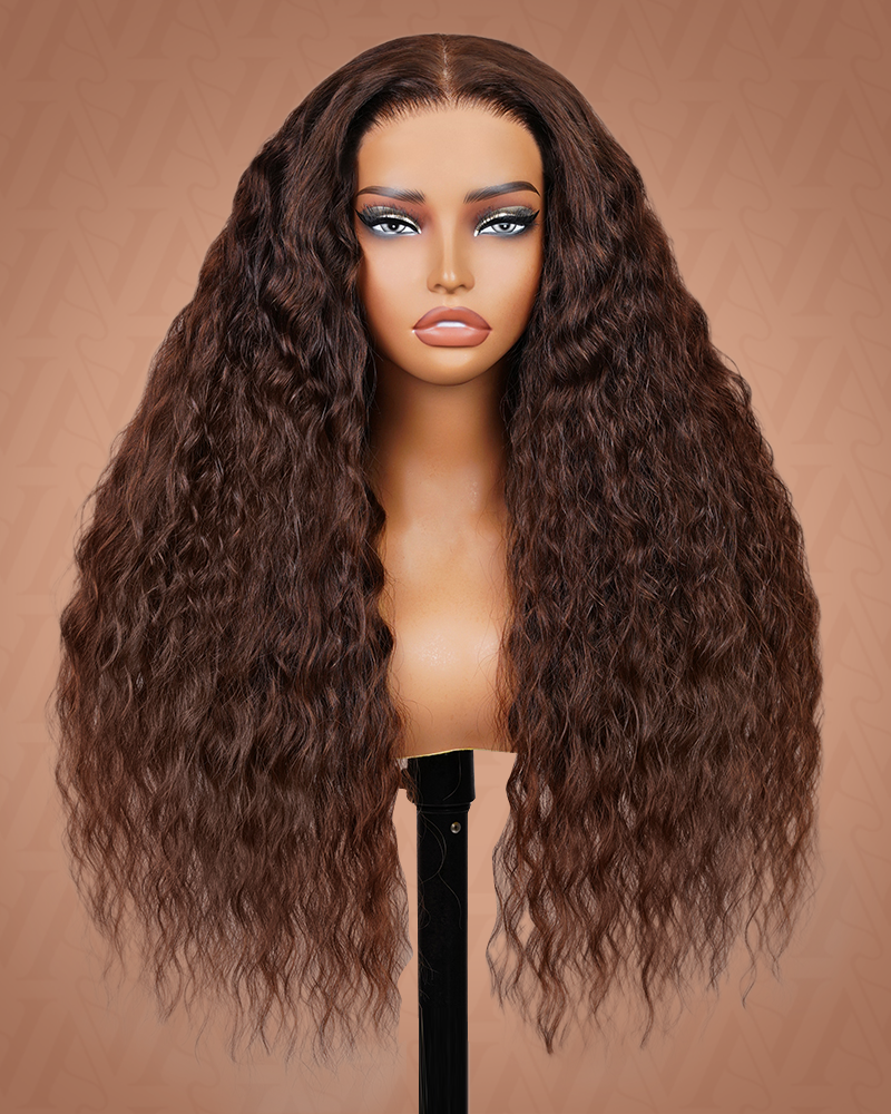 Arabella 13x6 Three-Go™ Chocolate Brown Glueless Wig Bohemian Curl With Drawstring 100% Human Hair Wig