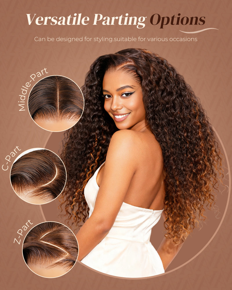 【$299 = 2 WIGS】Arabella 13x6 Three-Go™ Glueless Wig Chestnut Brown Ombre Water Wave With Drawstring For Beginner