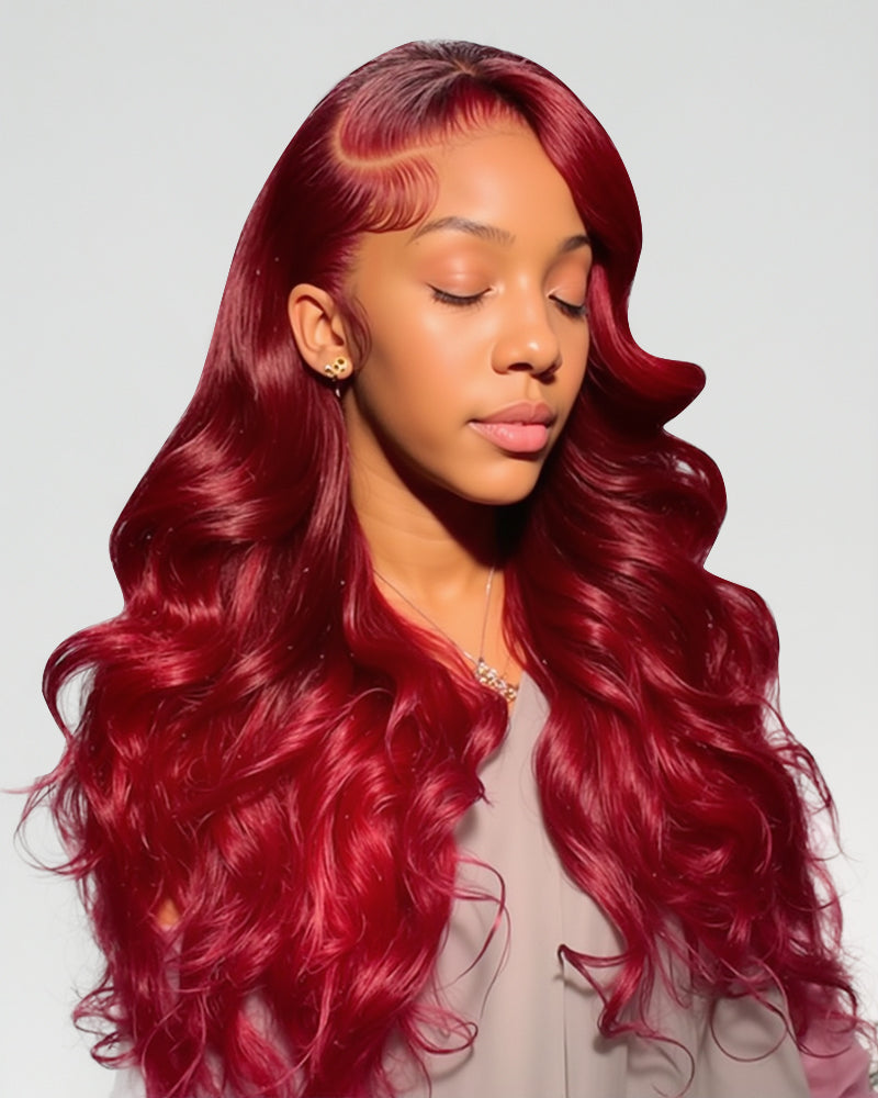 Arabella 13x6 Three-Go™ Cherry Red Ombre 99J39J Glueless Wig Loose Body Wave With Drawstring 100% Human Hair Wig