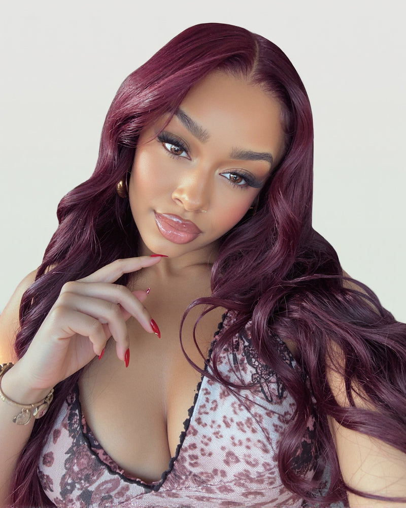 Arabella 13x6 Three-Go™ Dark Plum Glueless Wig Body Wave With Drawstring 100% Human Hair Wig