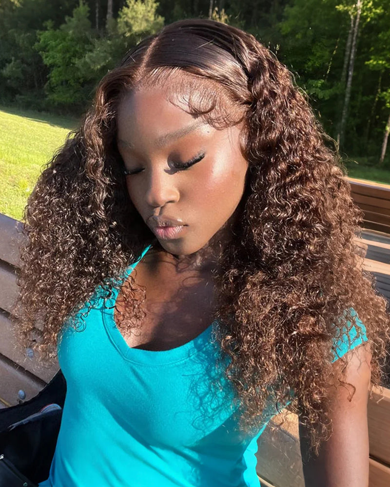 Pure-Luxe™ Water Wave Natural Black Pre-Cut 13x6 Lace Ultra-Dense Glueless Human Hair Wig